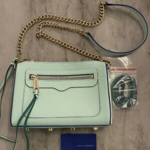 Rebecca Minkoff Avery Crossbody in Aqua with Blue Piping